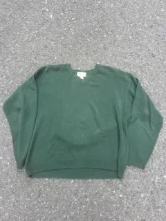 Eddie bauer コットンニット グリーン 90s 白タグ Vネック