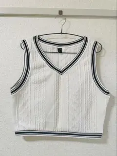レディース ニットベスト トップス XL ☆ホワイト 美品