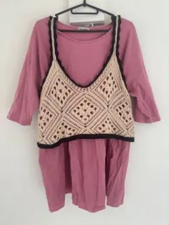 Samansa Mos2 ピンク 五分袖 ベストはアメリカンホリックセット！