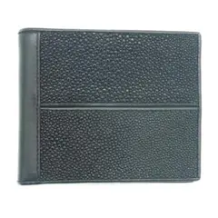 エイ革 二つ折り財布 ブラック Y01717