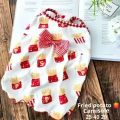 フライドポテト♡赤色チェック♡キャミソール♡スムースニット♡ハンドメイド犬服のサムネイル