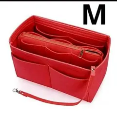 バックinバックMサイズ　レッド　大容量ポケット多数　収納　フェルト　自立型