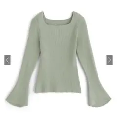 GRL スクエアネックフレアスリーブリブニットトップス k9153c