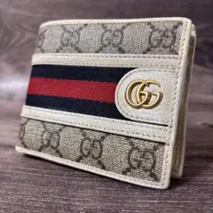 希少カラー✨美品✨グッチ◇薄型ウォレット二つ折り財布　オフィディアマーモント　白