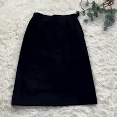 【ダックス】（M）ひざ丈タイトスカート スリット ボタン ネイビー 通勤 事務服のサムネイル