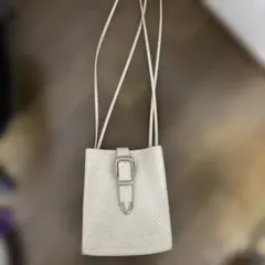 アイボリー クロコ型押し ショルダーバッグ