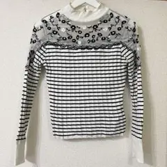 snidel 花柄刺繍ボーダーニット