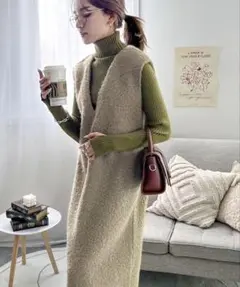 classicalelf フェイクリングウールVネックジャンパースカート