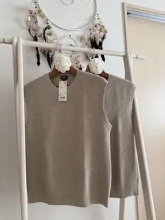 UNIQLO オーバーサイズ クルーネックベスト ベージュ Sサイズ 2枚組