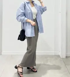 GU♡オーバーサイズ青白ストライプシャツ