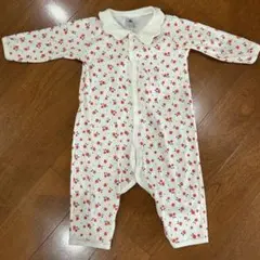 プチバトー　赤　花柄　ロンパース 12ヶ月　74cm