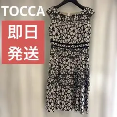 【早い者勝ち❗️】TOCCA ノースリーブワンピース　花柄　刺繍　ブラック