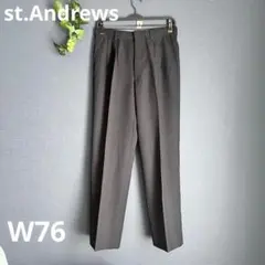 st.Andrews【ウエスト76】良品　テーパードスラックス　タック　ネイビーのサムネイル