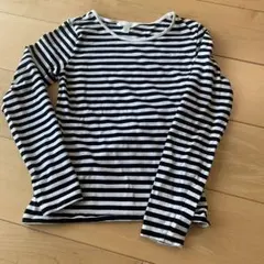 【未着用】H&M黒×白ボーダークルーネック長袖Tシャツ155cm