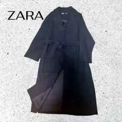 美品⭐︎ ZARA ザラ　マンテコ　ベルト付ロングコート　黒　M