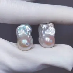 【本真珠】オシャレ♡オーロラカラー♡天然バロックパールS925♡ピアス