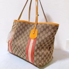 280 グッチ　シェリーライン　ハンドバッグ　ggストリーム ggキャンバス