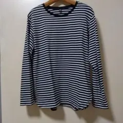 UNIQLO 黒と白のストライプ 長袖Tシャツ L
