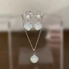 一粒スイングピアス & 一粒ネックレス & スワロパールピアス　３点セット