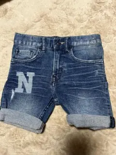 【美品】デニムショートパンツ Nロゴ付き 3～4歳用