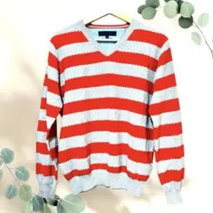【美品】トミーヒルフィガー M Vネックニットセーター ボーダー