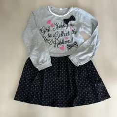 リボンデザイン長袖ワンピース 130