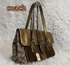 COACH シグネチャー トートバッグ キャンバス レザー ベージュ 1498