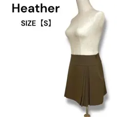 タグ付き！Heather シャークスキンプリーツミニスカート ブラウン S 上品