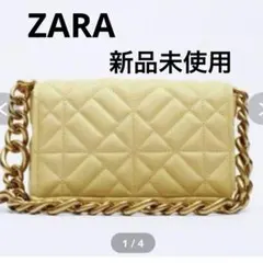 新品未使用 ZARA ザラ キルティング チェーン ショルダーバッグ イエロー