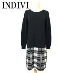 INDIVI インディヴィ ドッキングワンピース ブラック 36 B2809