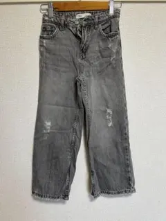 Zara Kids ダメージワイドデニム（グレー）