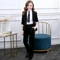 女の子 パンツスーツ フォーマル 子供服 黒 卒業式 入学式 160cm