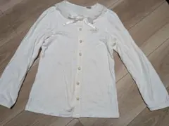 美品 メゾピアノ mezzo piano リボン 長袖シャツ 白 S 140
