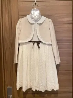 【ショパン/120】アイボリー レースドレスとジャケット セット　入学式