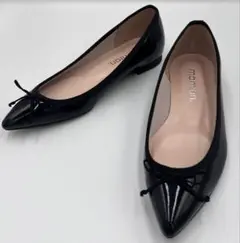 ★未使用級mamian バレエシューズ フラットシューズ リボン付き　２２㎝