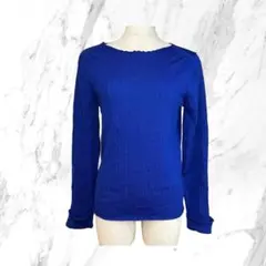 ✨良品✨ ミッシェルクラン 【38】 ニット セーター ウール リブ 上品 青