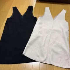 美品！ロペピクニック　袖なしワンピース　黒ベージュ　M-L38 ２セット　ニット