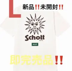 ③ HUF X Schott TEE Tシャツ‼️希少サイズL‼️即配送即完売品‼️