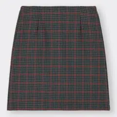GU チェック 千鳥柄 ミニスカート ダークグリーン