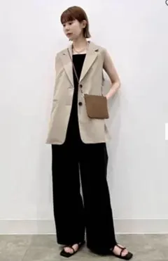 GU リネンブレンドタックワイドパンツ 標準丈 ブラック M