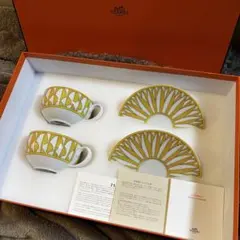 【新品2客セット】HERMES ソレイユ ドゥ エルメス ティーカップ＆ソーサー