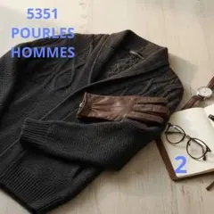 5351 POUR LES HOMMES ウールニットカーディガン2 M
