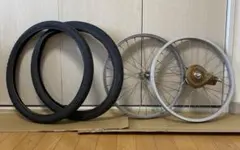 【ジャンク・部品取り】20インチ 自転車 タイヤ ホイール 前後セット サビありのサムネイル