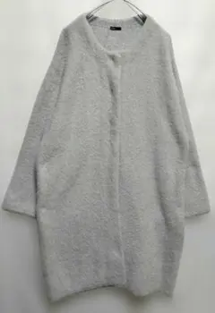 大きいサイズ　4L　グレー ロングコート　ノーカラー　羽織り