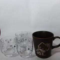 【最終値下げ】【激レア】ハローキティ　グラス・マグカップ　4点セット　カオハナ