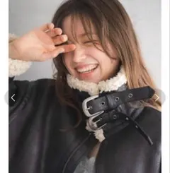 ungrid フェイクムートンボアブルゾン ブラック M