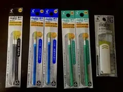 PILOT フリクションボールペン替え芯 黒3本　青と緑2本　消しゴム1