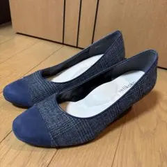 velikoko パンプス 23.5cm チェック ネイビー&チャコールグレー