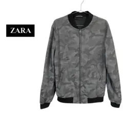 ZARA MAN カモ柄 迷彩 MA-1ジャケット M グレー