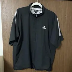 adidas 半袖ジップアップシャツ L ブラック